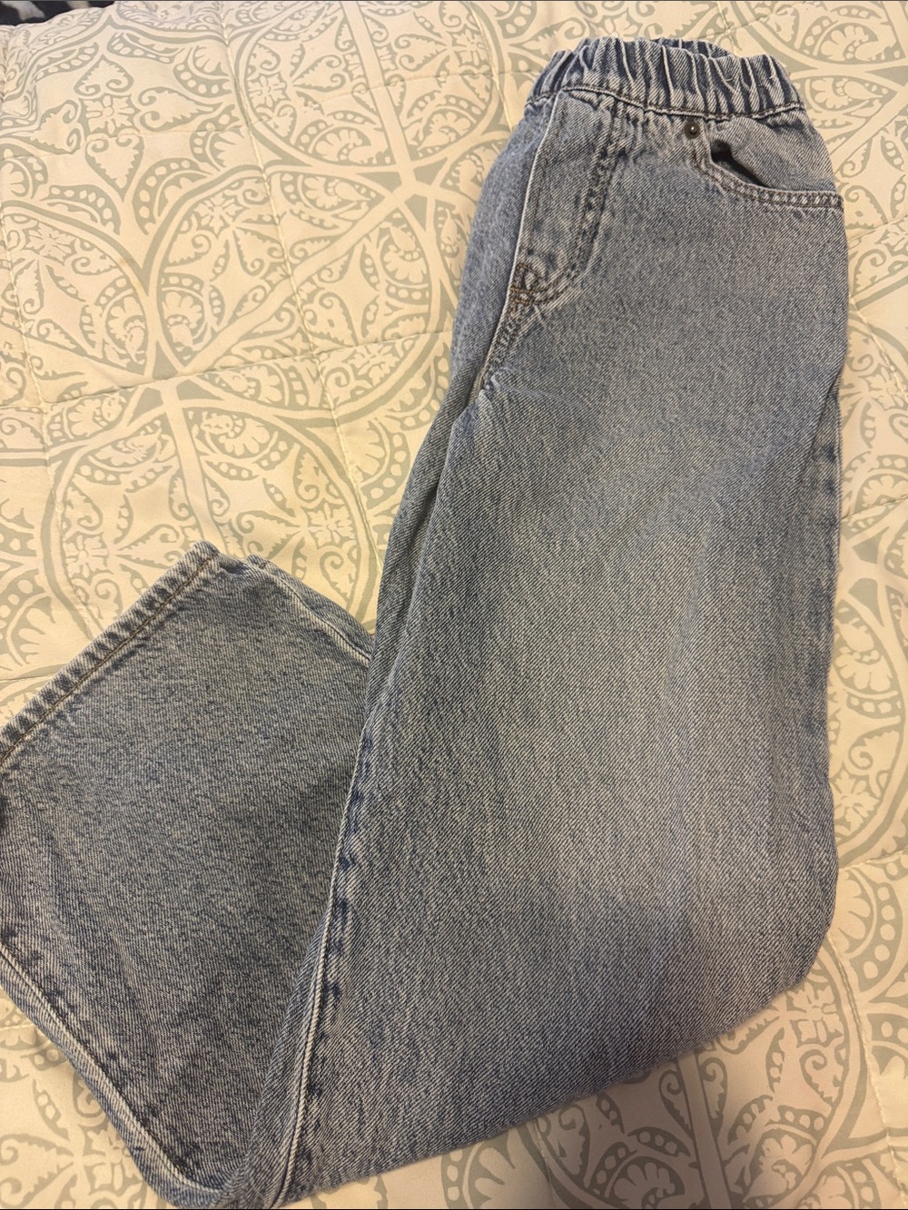 Classic Light Blue Girls Elastic Waist Jeans